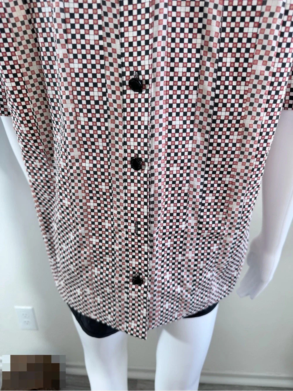 Tory Burch Pink Geometric Short Sleeve Top with White Peter Pan Collar
